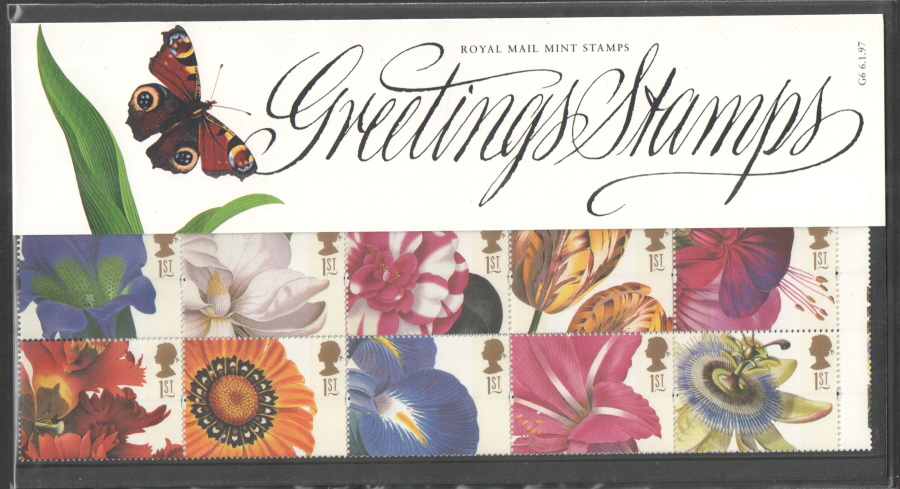 (image for) 1997 Flowers Greetings Booklet Pane Presentation Pack G6 - KX9 / DB13(10) - Click Image to Close